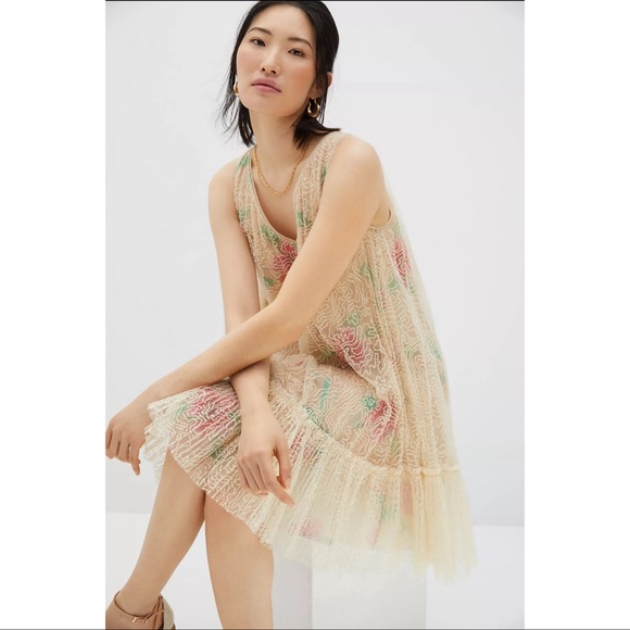 Anthropologie Sequined Tulle Mini Dress - Size XLP - NWT - Picture 2 of 15